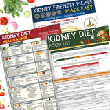 Nonlae frontal de la tabla de alimentos renal mostrando secciones claras