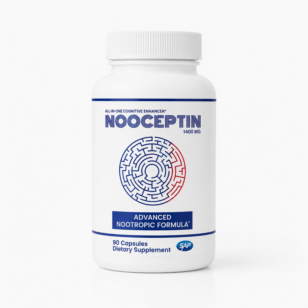 NOOCEPTIN frontal del envase mostrando diseño y promesa de enfoque