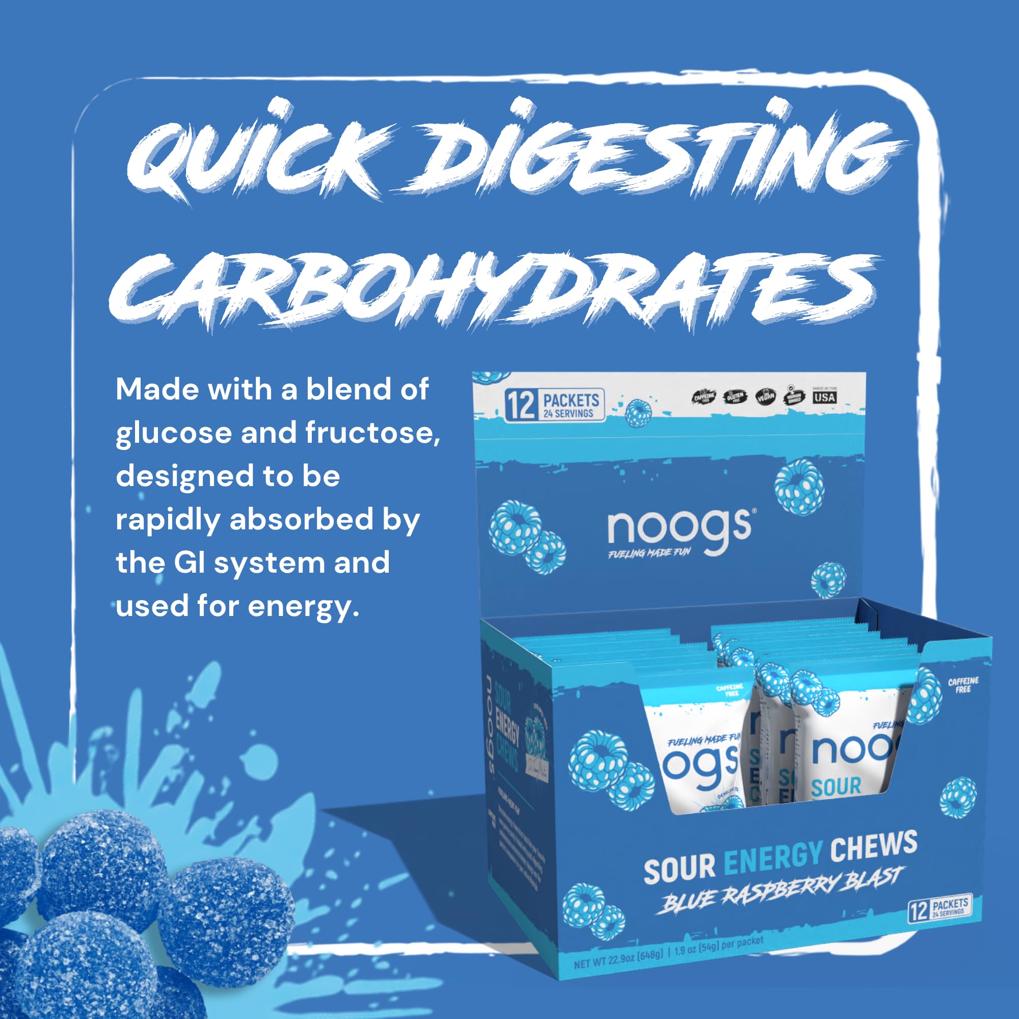 Caja abierta de Noogs mostrando las porciones listas para llevar y consumir