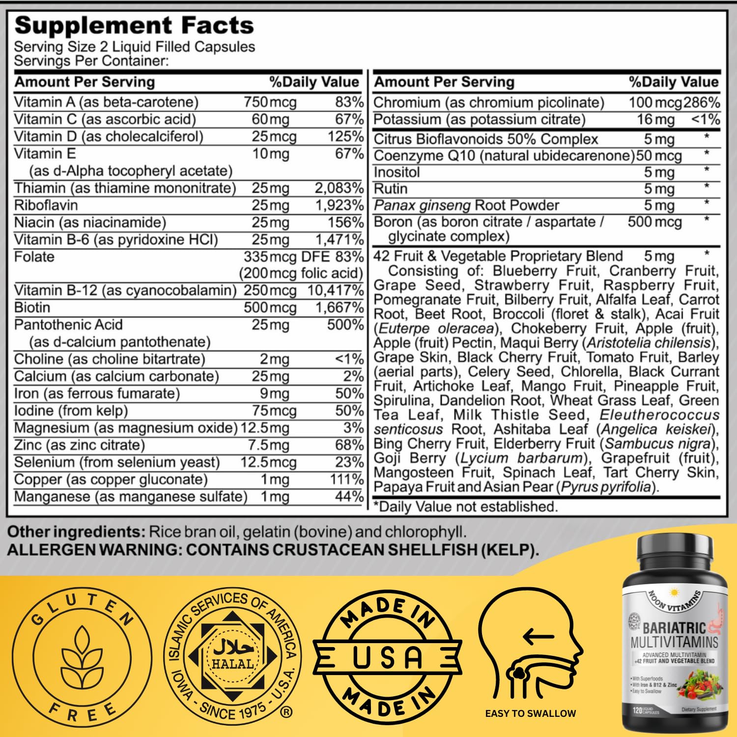 NOON VITAMINS cápsula abierta detalle de textura y fácil absorción