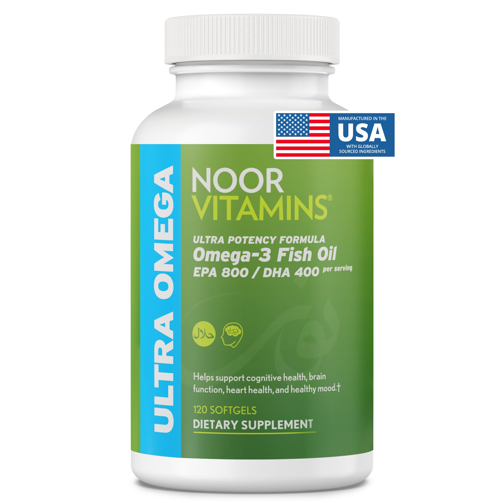 Noor Vitamins frontal del envase mostrando beneficios y certificaciones