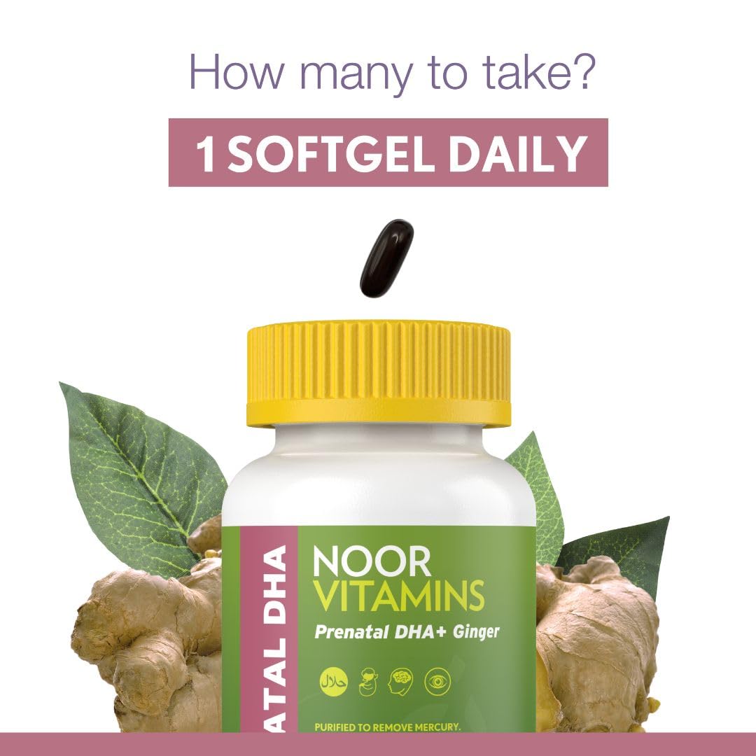 Noor Vitamins producto en ambiente doméstico junto a alimentos saludables