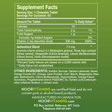 Noor Vitamins primer plano de tabletas masticables y textura clara