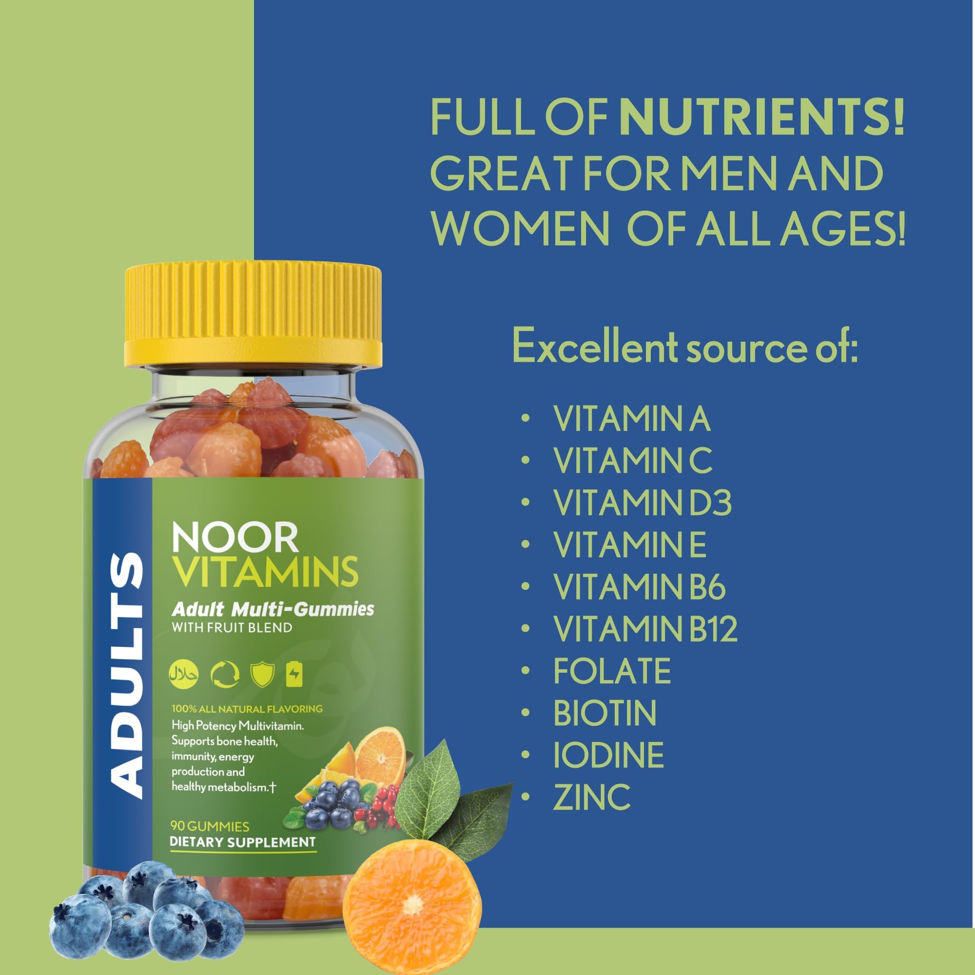 Noor Vitamins primer plano de la textura masticable y aspecto apetitoso