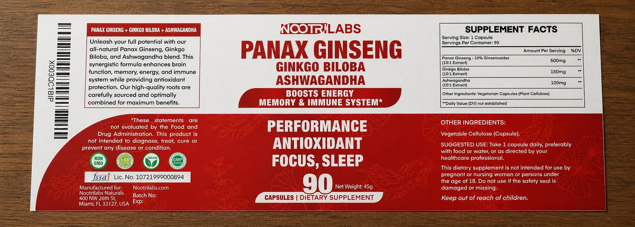 Nootrilabs Naturals formato en escritorio para energía y concentración