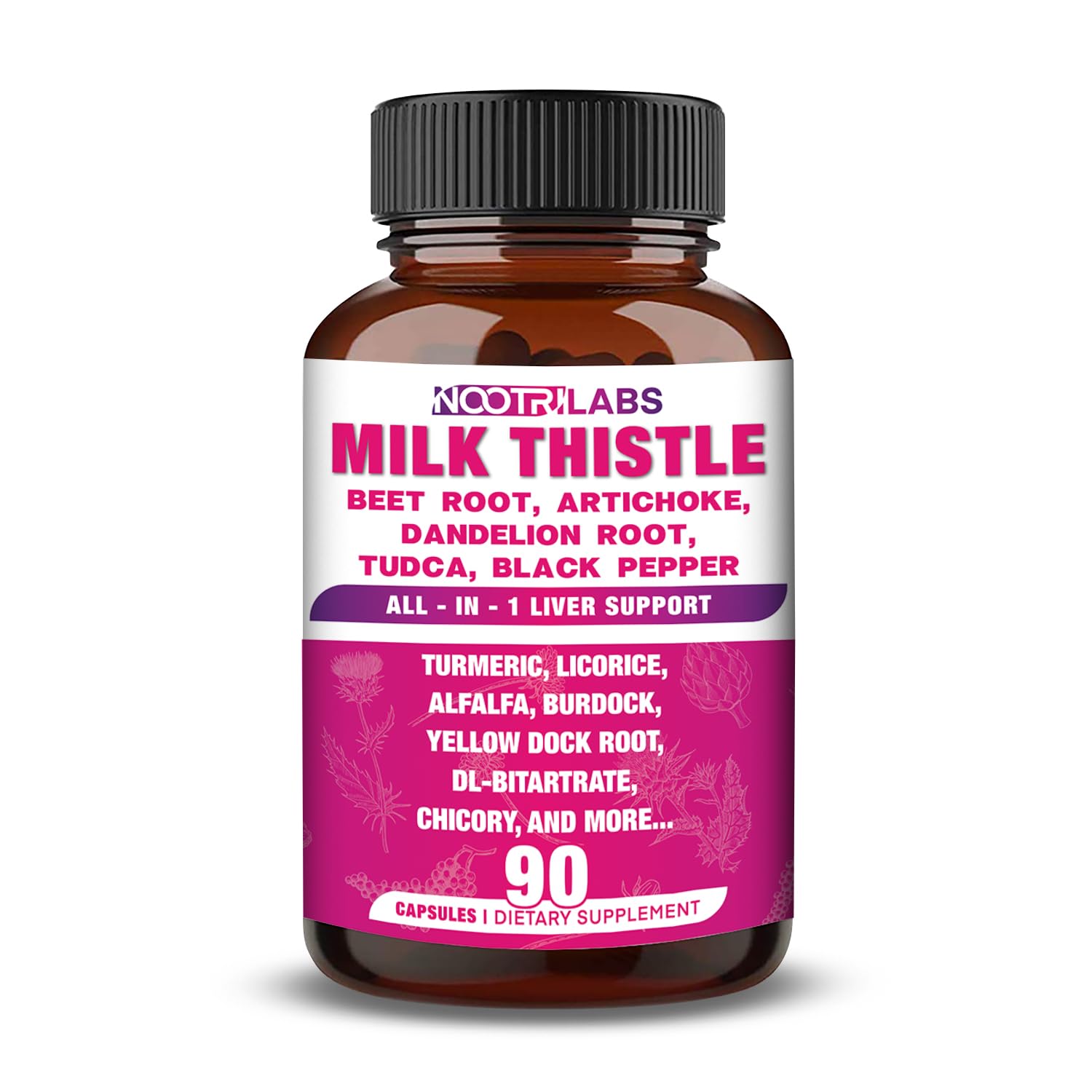 Nootrilabs Naturals frasco frontal mostrando 90 cápsulas y etiqueta clara