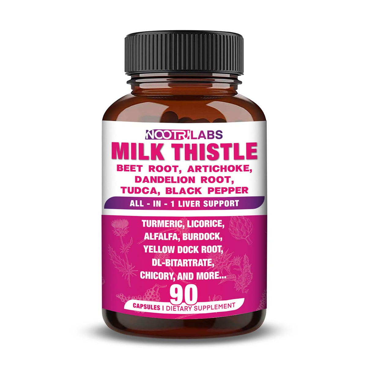 Nootrilabs Naturals frasco frontal mostrando 90 cápsulas y etiqueta clara