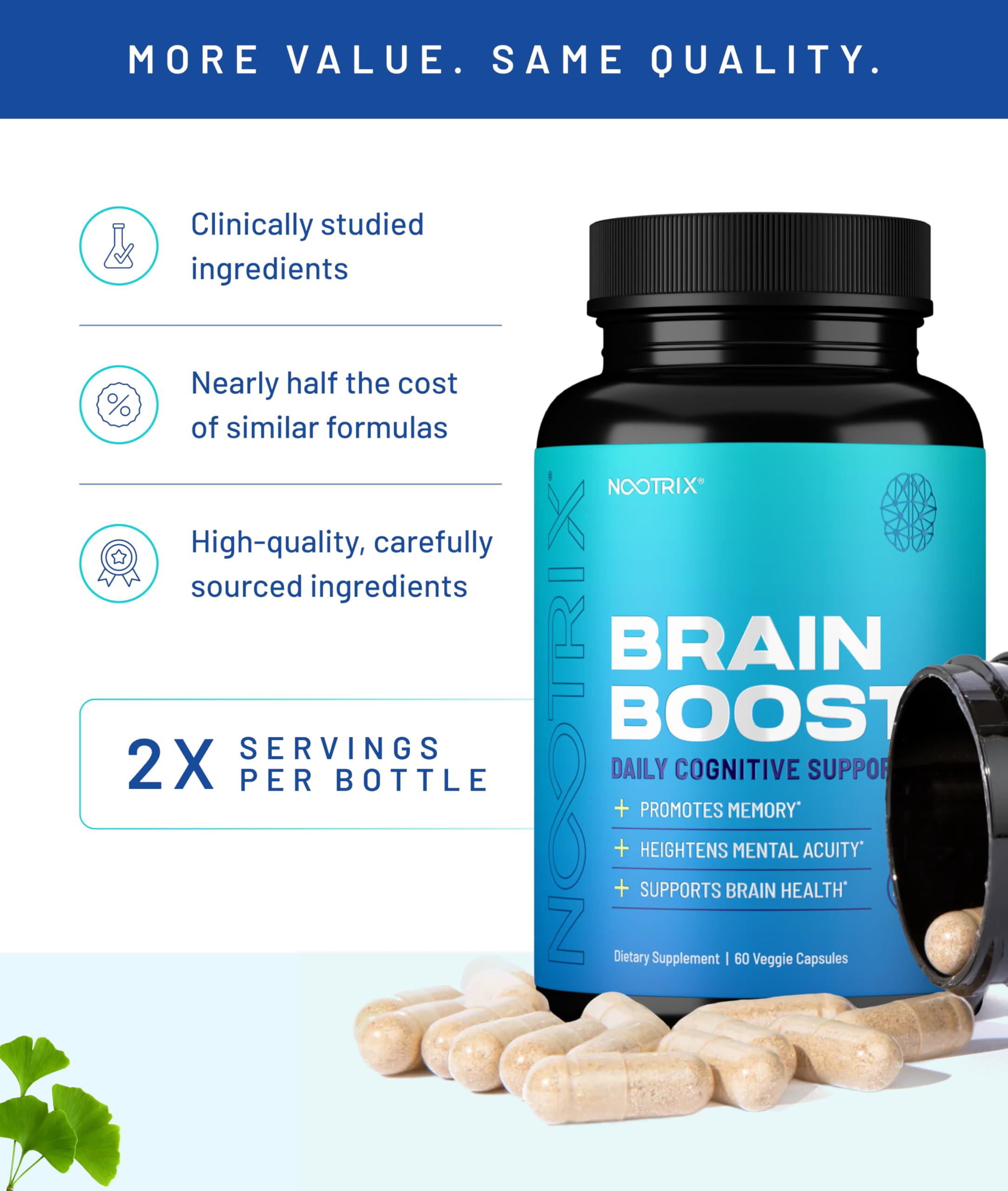 Nootrix etiqueta nutricional con tabla y garantías de calidad