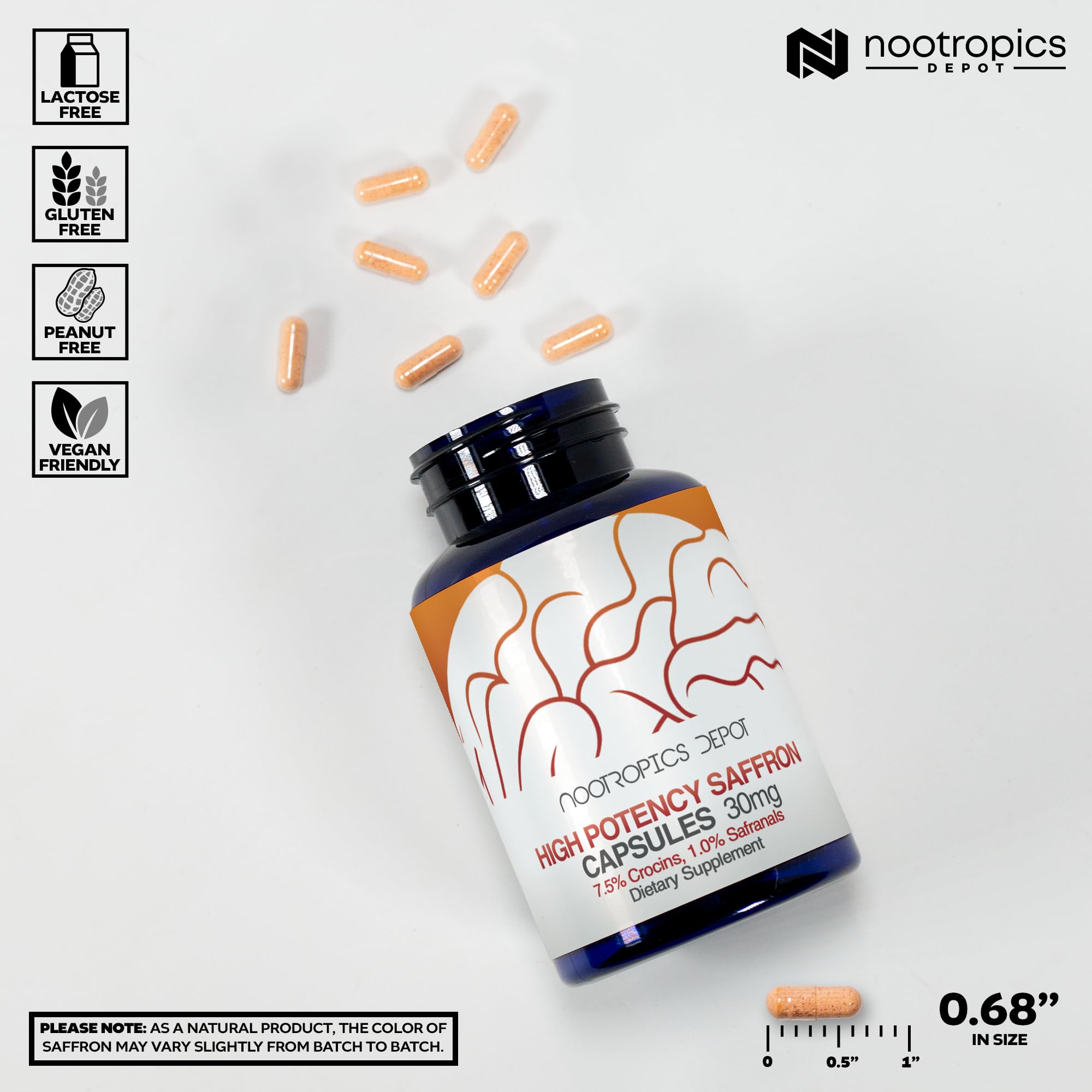 Nootropics Depot polvo de extracto de azafrán textura y pureza visible