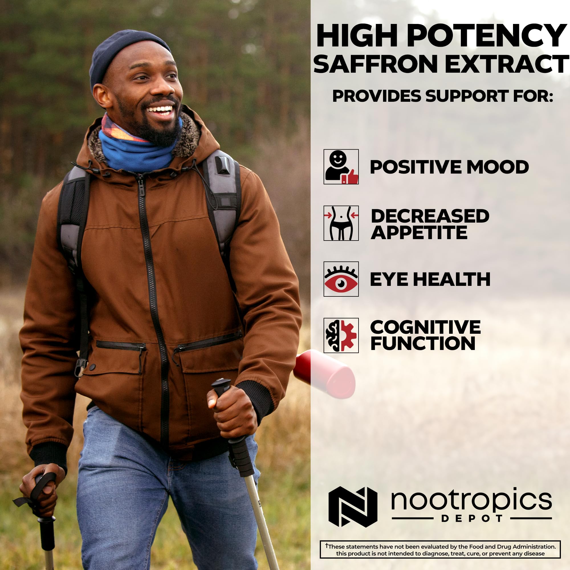 Nootropics Depot persona tomando cápsula para integración en rutina diaria