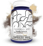 Nootropics Depot frasco delantero mostrando cápsulas y beneficio de dosificación práctica