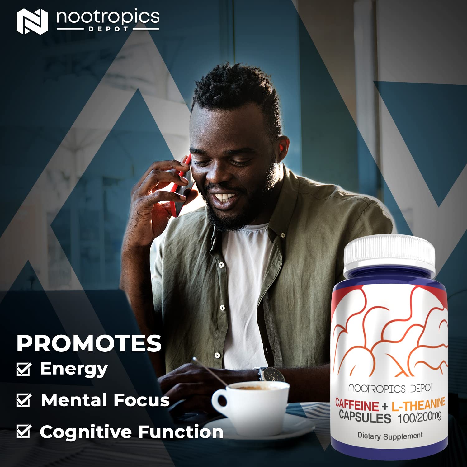 Nootropics Depot cápsula abierta mostrando polvo interior y pureza