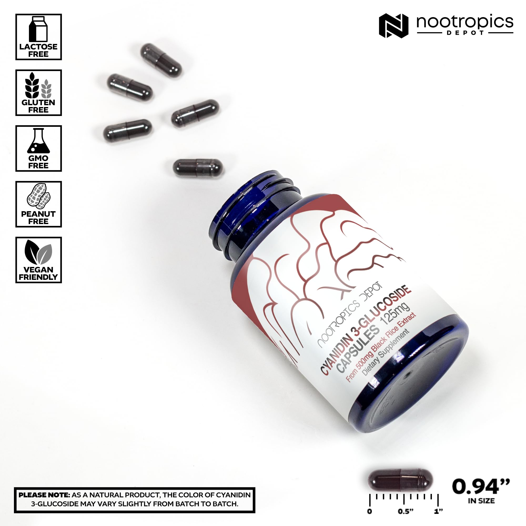 Nootropics Depot cápsula cercana mostrando textura y facilidad de ingestión