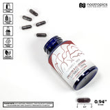 Nootropics Depot cápsula cercana mostrando textura y facilidad de ingestión