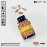 Nootropics Depot cápsulas en mano para comparar tamaño y dosificación, fácil ingesta