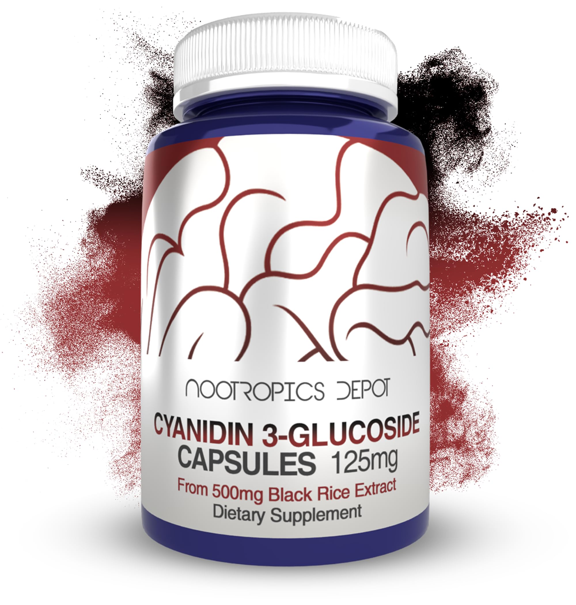 Nootropics Depot frasco frontal mostrando cápsulas y beneficio de dosificación clara
