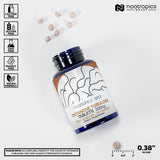 Nootropics Depot etiqueta con información de estandarización y pruebas