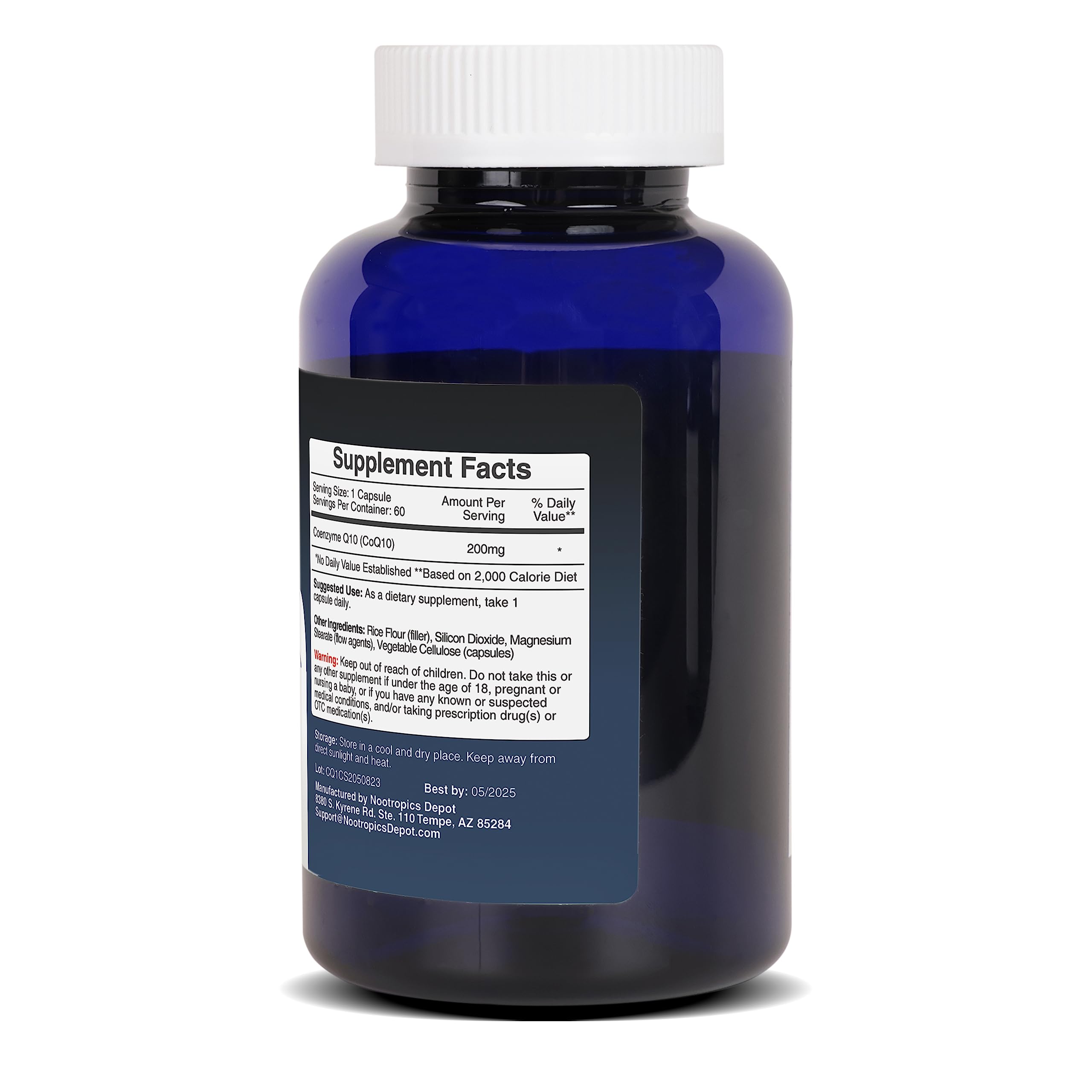 Nootropics Depot etiqueta nutricional con dosis y pruebas de laboratorio