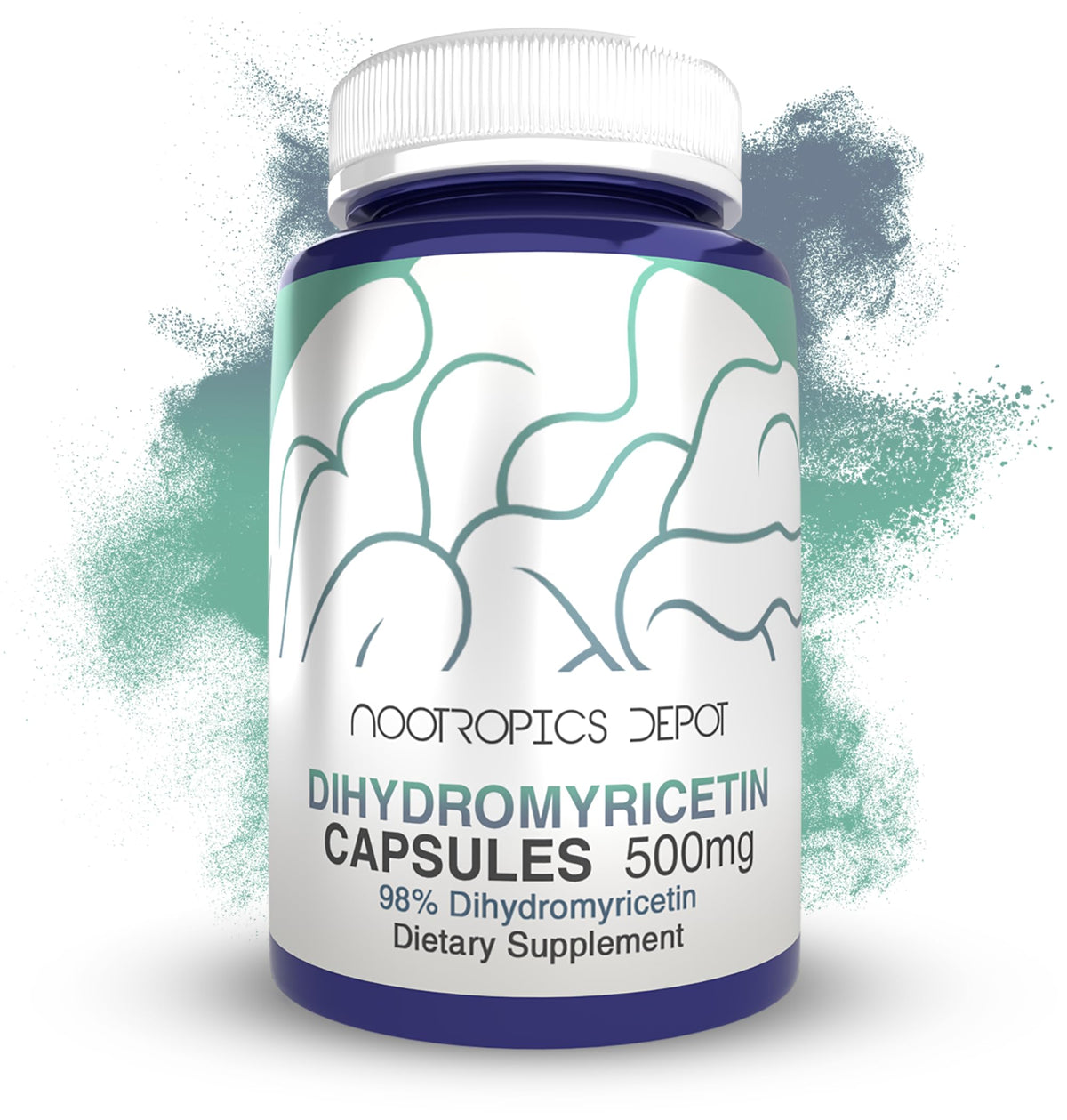 Nootropics Depot botella frontal del producto con etiqueta clara y beneficios