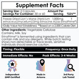 Nootropics Depot cápsula abierta con polvo de micelio que destaca dosificación clara