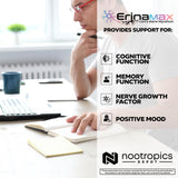 Nootropics Depot Erinamax cápsula en mano, ilustra tamaño y uso sencillo