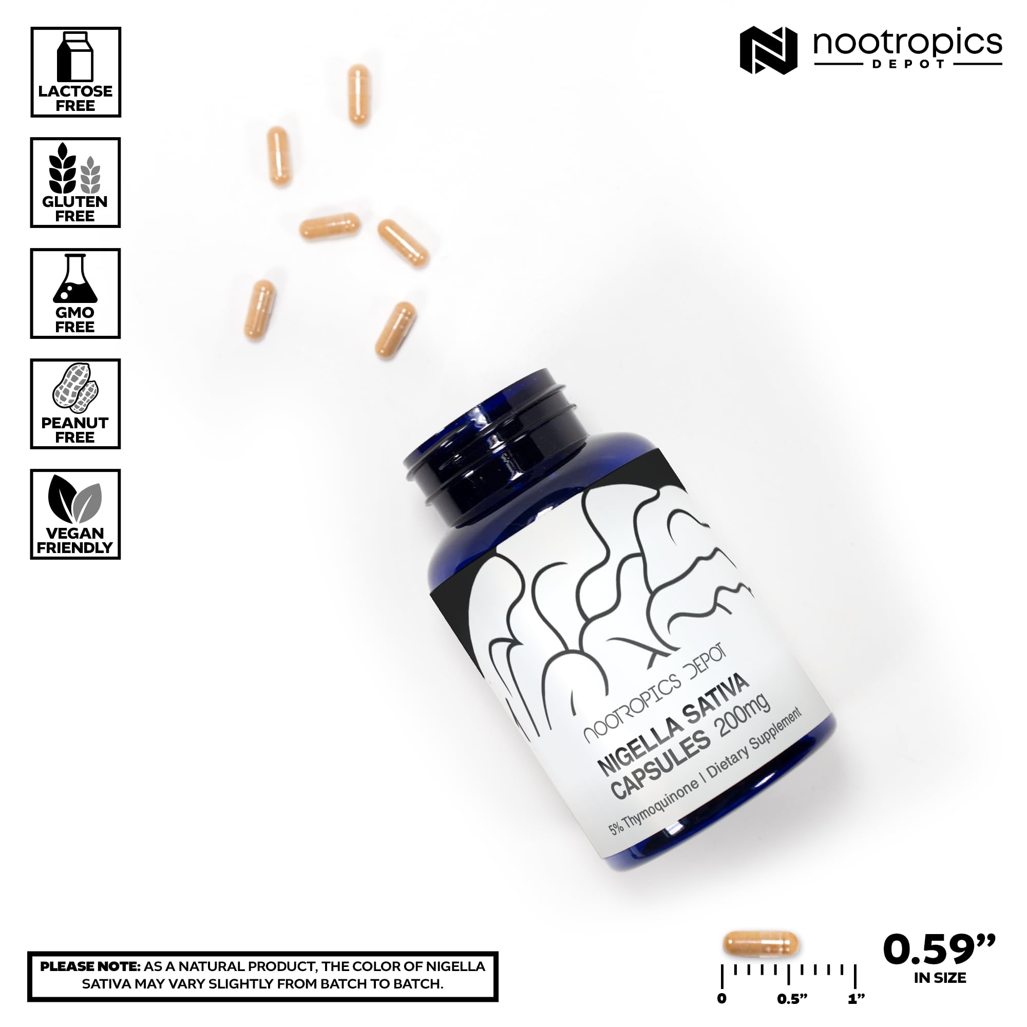 Nootropics Depot etiqueta detallada con información de estandarización