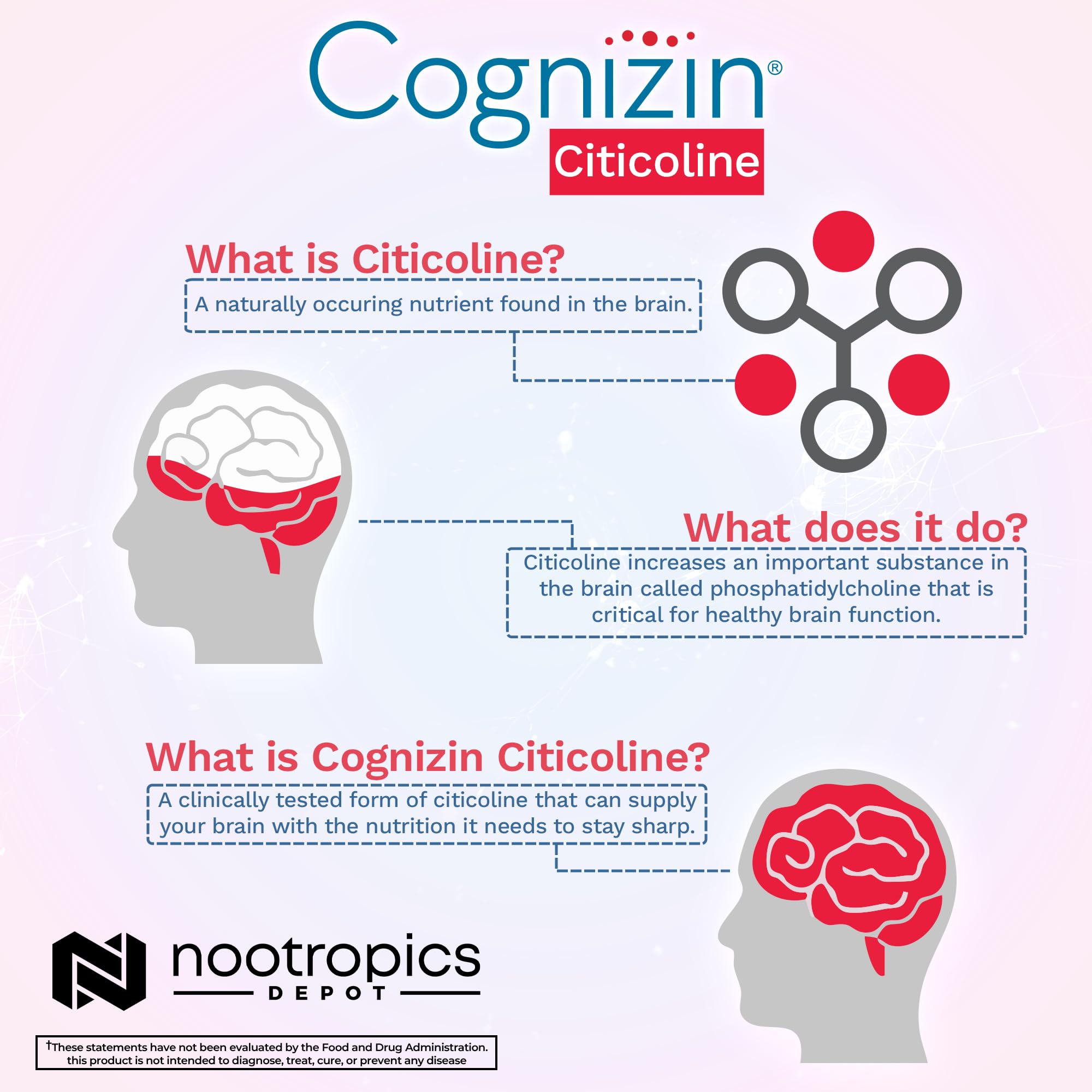 Nootropics Depot etiqueta con ingredientes y certificaciones legibles