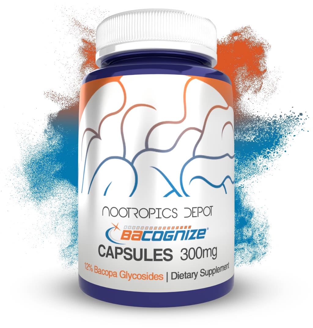 Nootropics Depot frasco delantero con BaCognize, envase claro y confianza en calidad