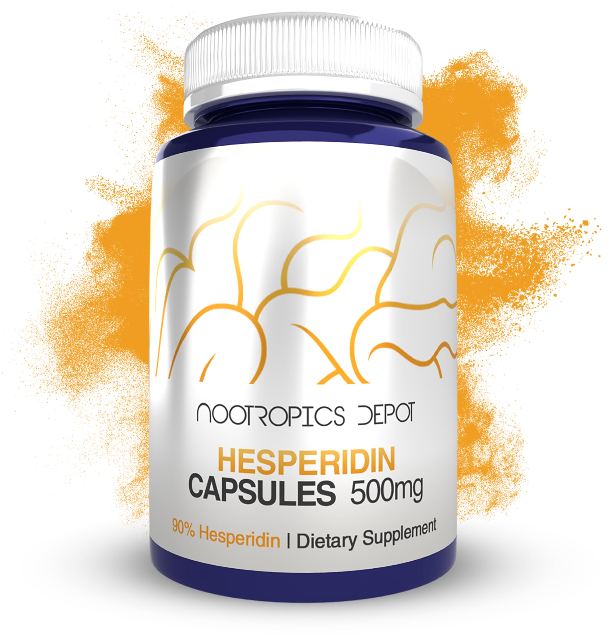 Nootropics Depot frasco frontal mostrando cápsulas y beneficio de dosificación clara