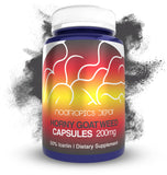 Nootropics Depot frontal del envase mostrando la etiqueta y concentración, fácil identificación