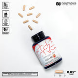 Nootropics Depot frasco abierto con cápsulas, verificación de cantidad