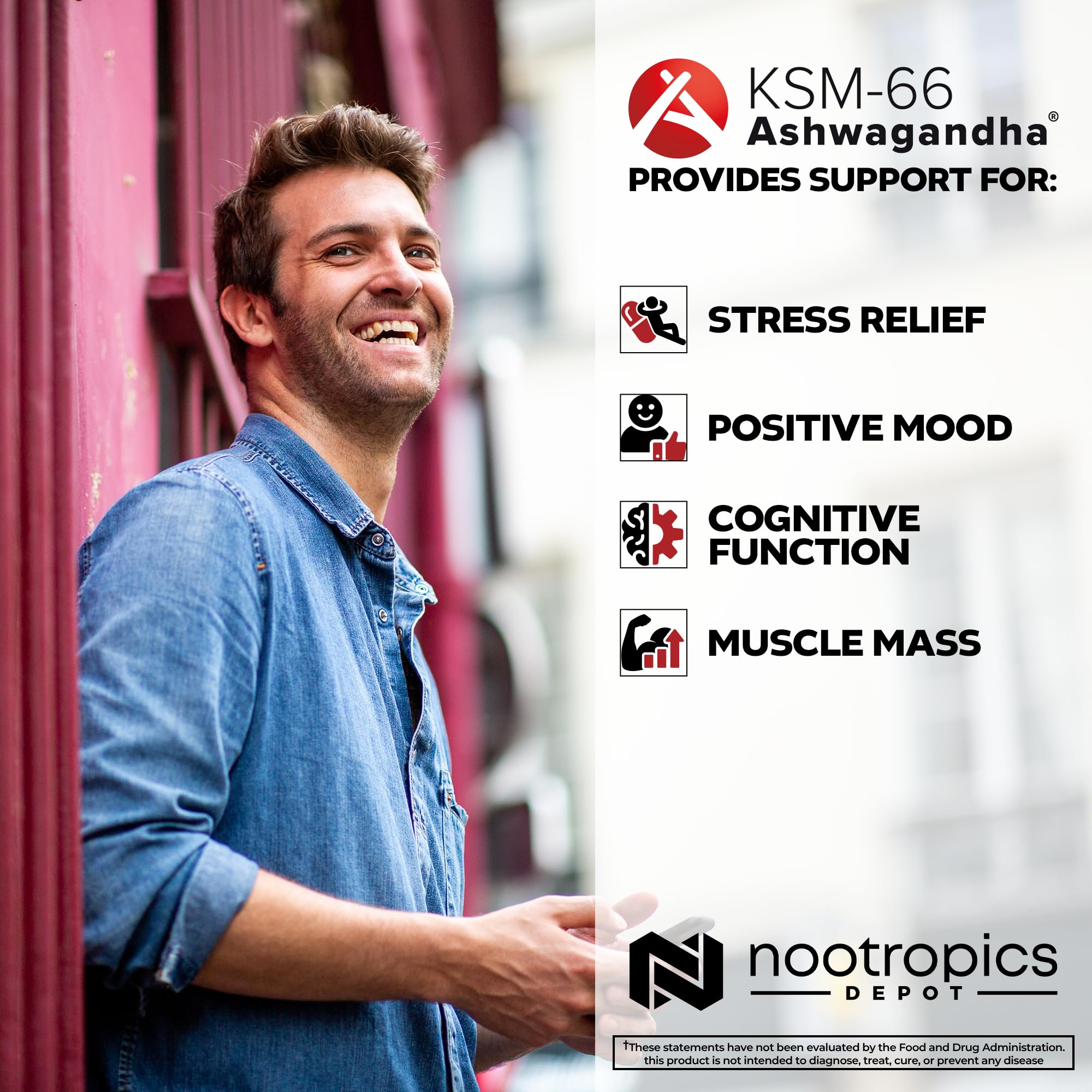 Nootropics Depot cápsulas en mano para mostrar tamaño y dosificación