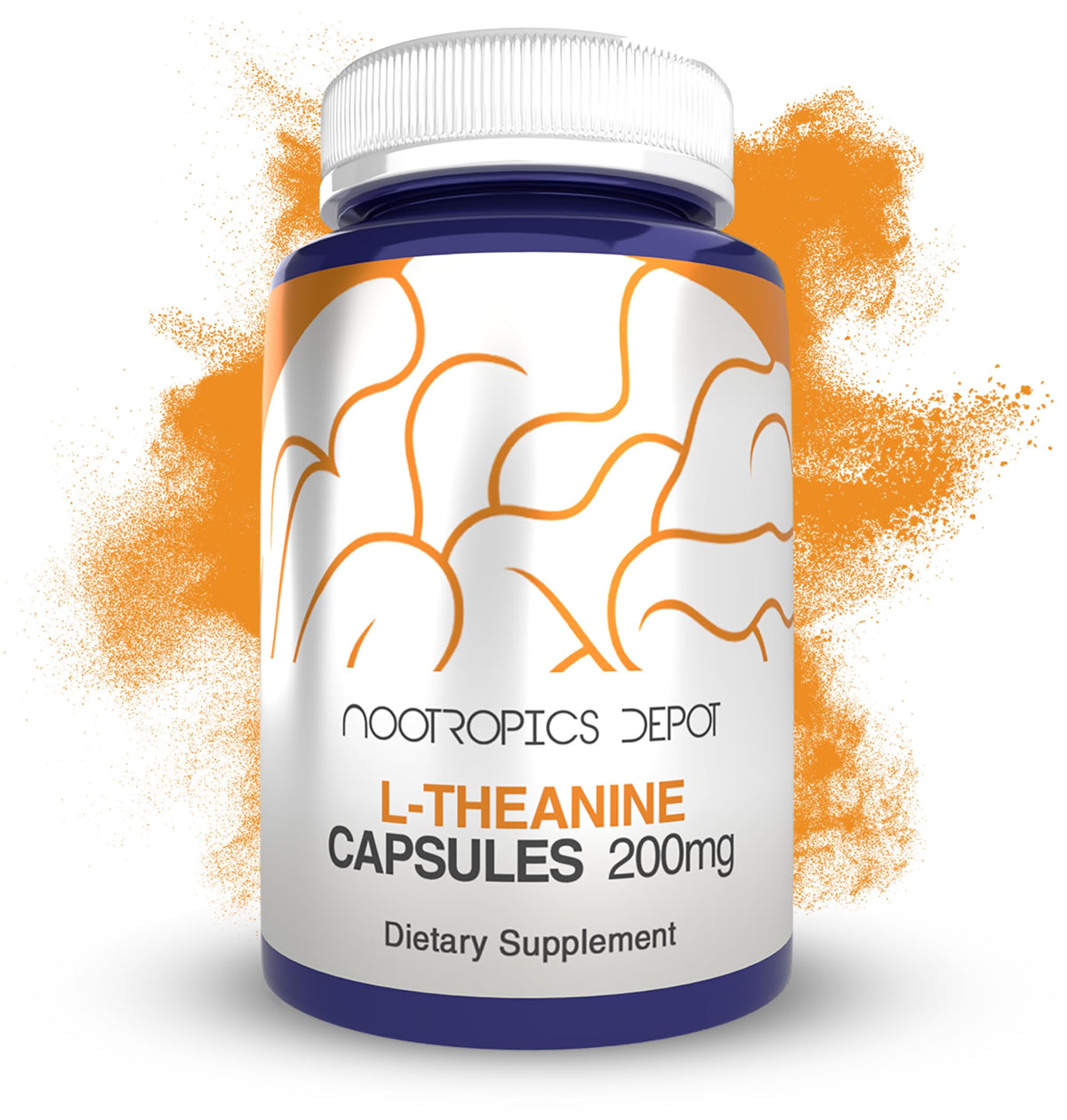 Nootropics Depot vista frontal del frasco con cápsulas y sello de seguridad