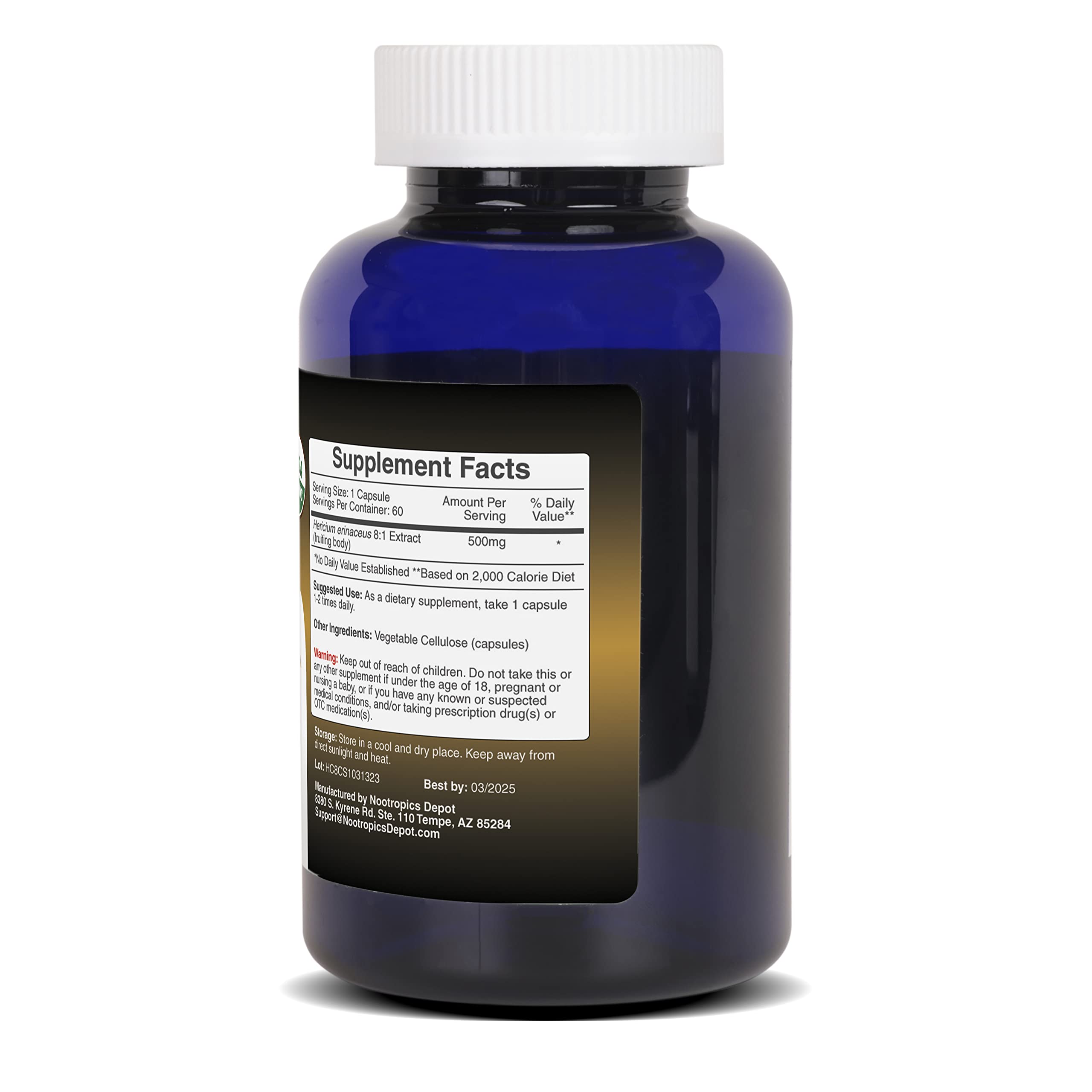 Nootropics Depot producto en mano para comparar escala y porción visual