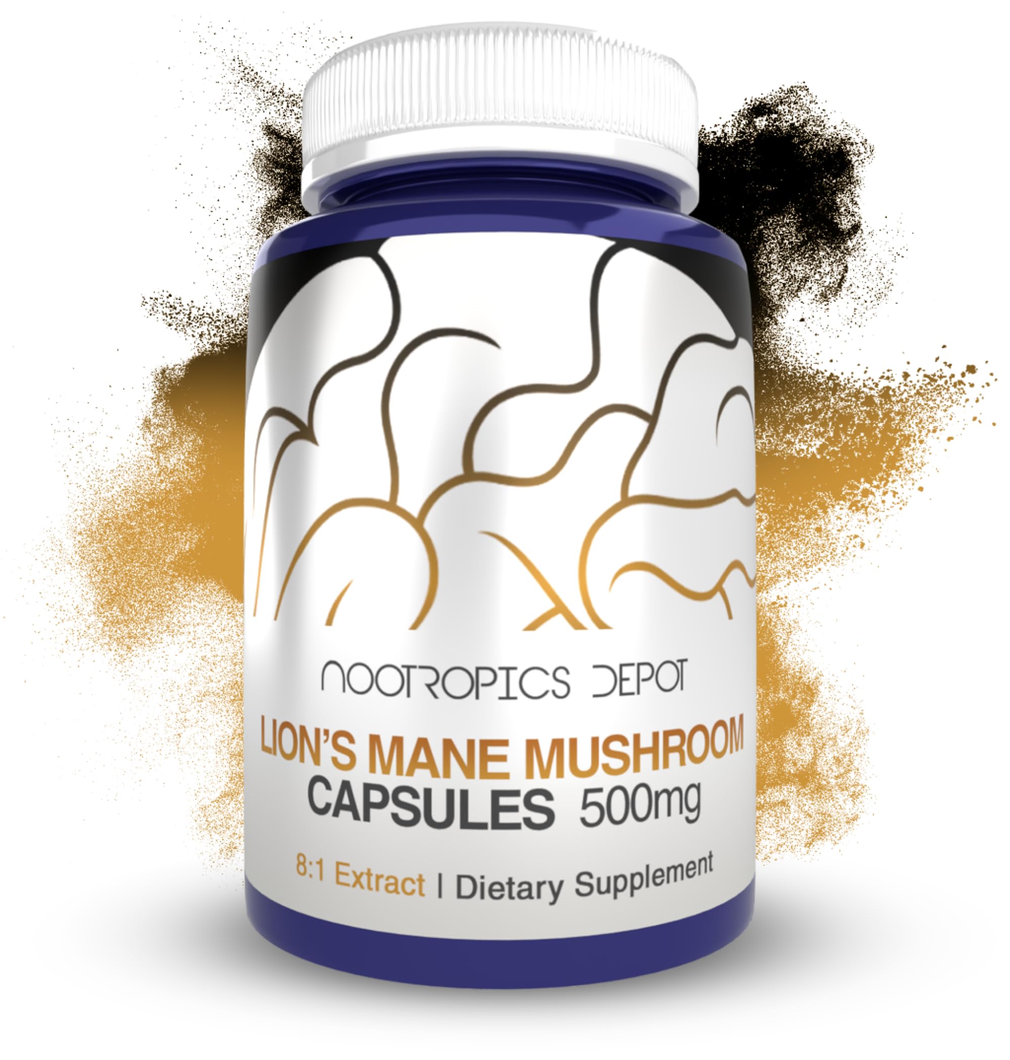 Nootropics Depot frente del envase mostrando marca y cantidad, confianza en calidad