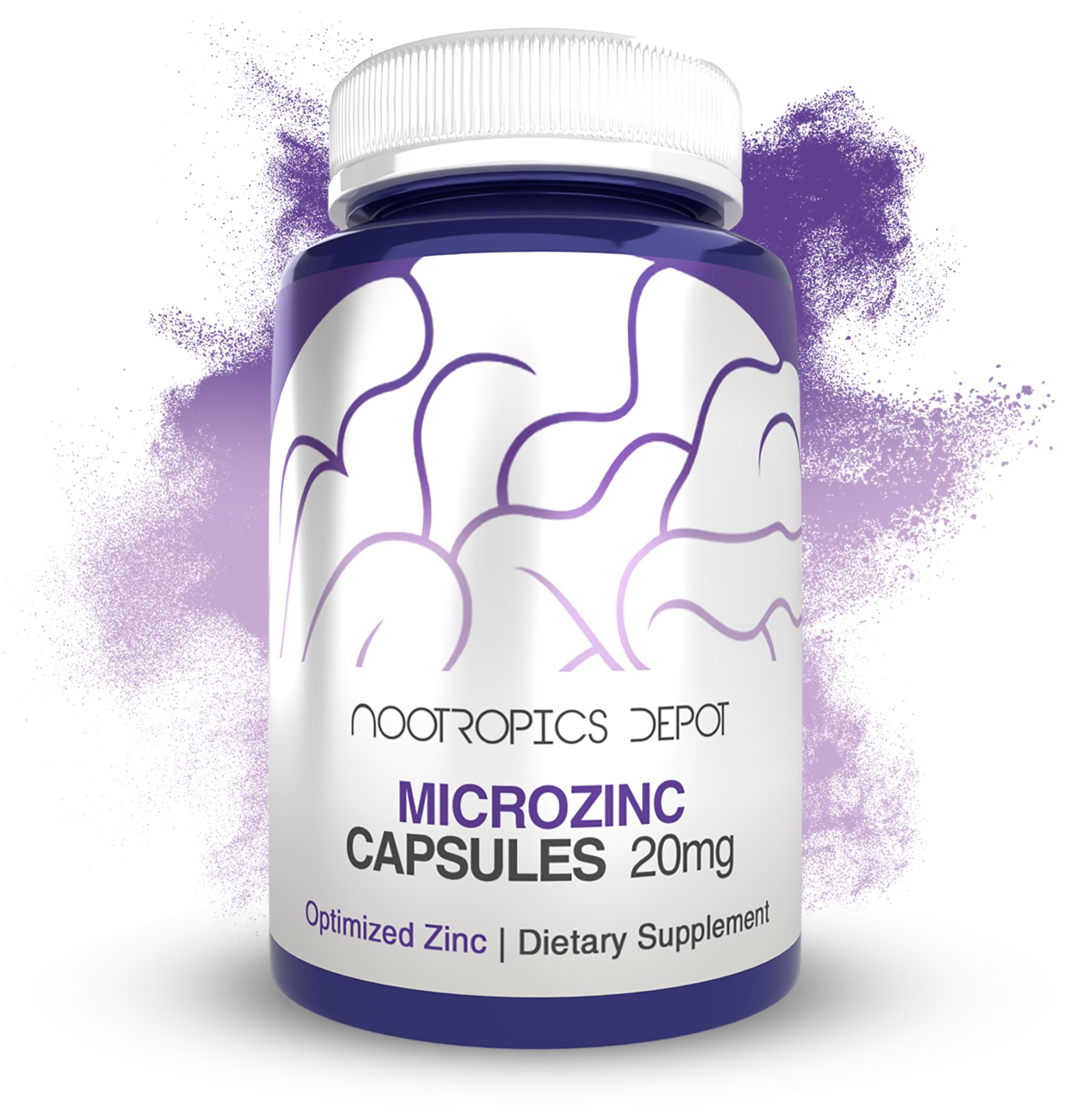 Nootropics Depot MicroZinc frente del envase mostrando información y conveniencia