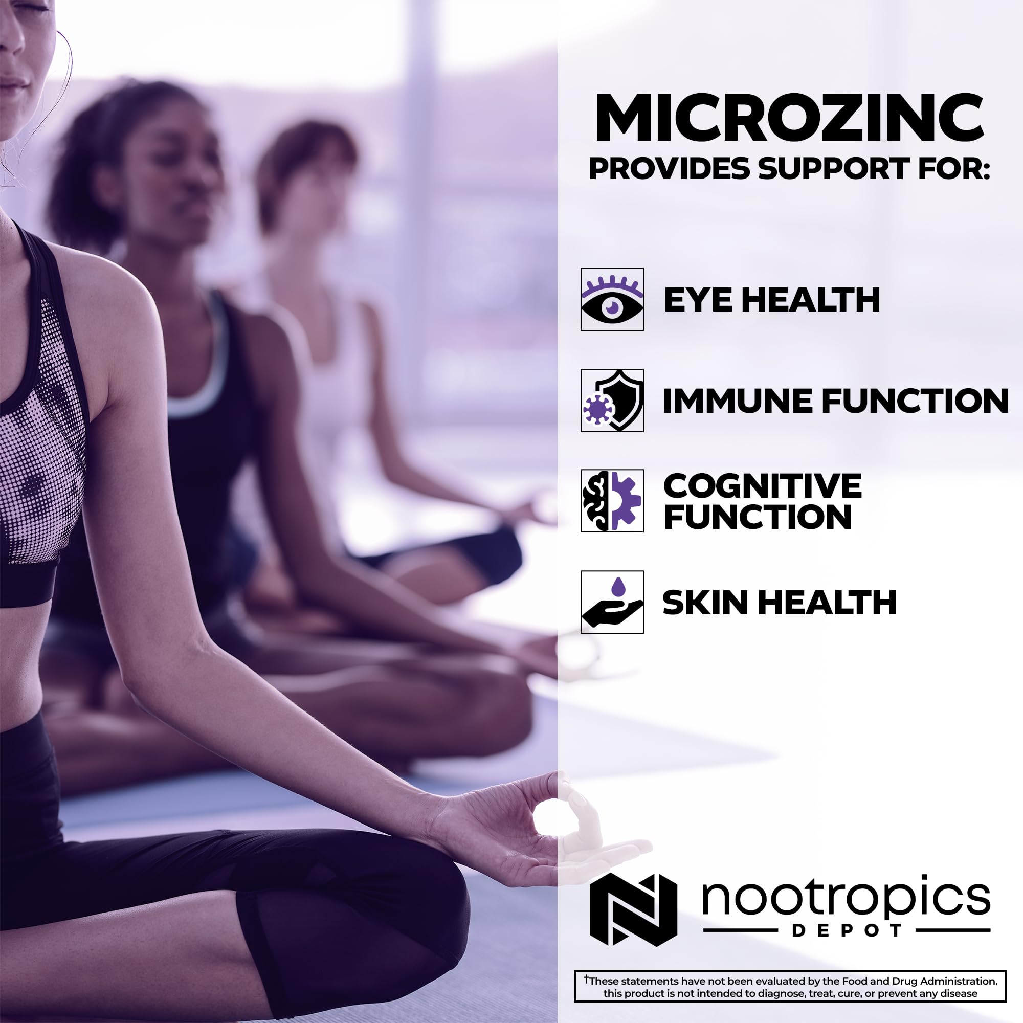Nootropics Depot MicroZinc persona sosteniendo cápsula enfatizando uso práctico