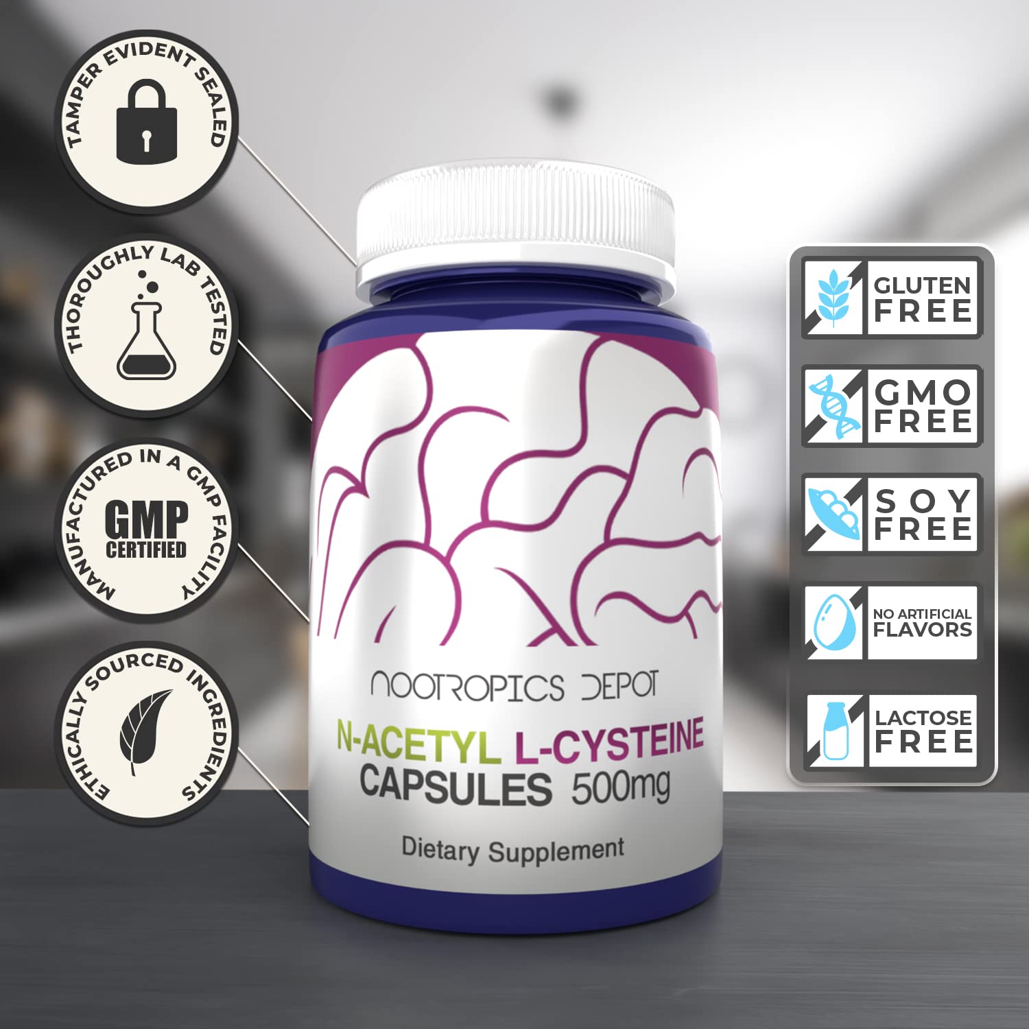 Nootropics Depot caja abierta con cápsulas listas para uso diario