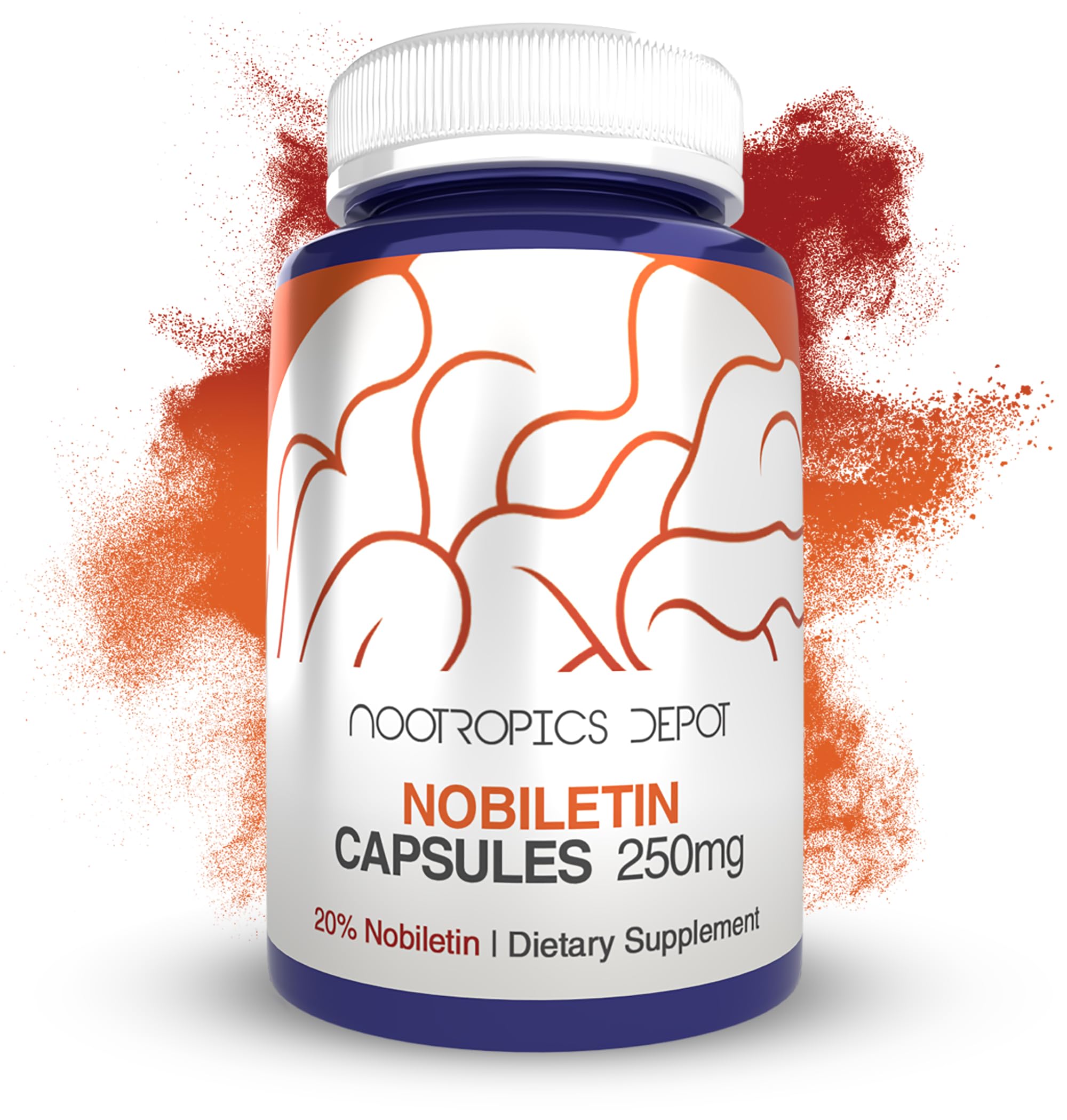 Nootropics Depot frasco frontal mostrando etiqueta y beneficio de pureza