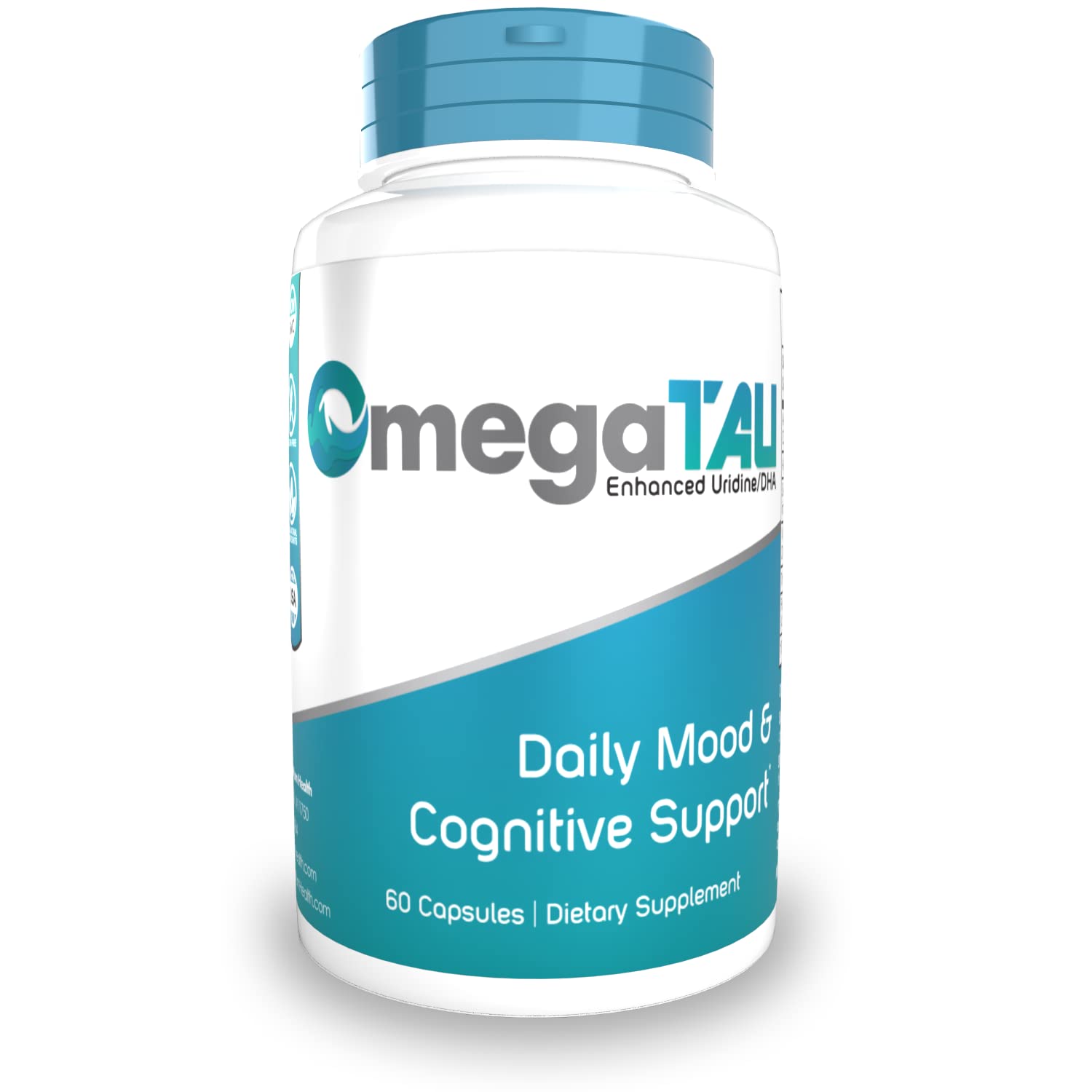 Nootropics Depot frasco OmegaTAU mostrando etiqueta y beneficios de calidad