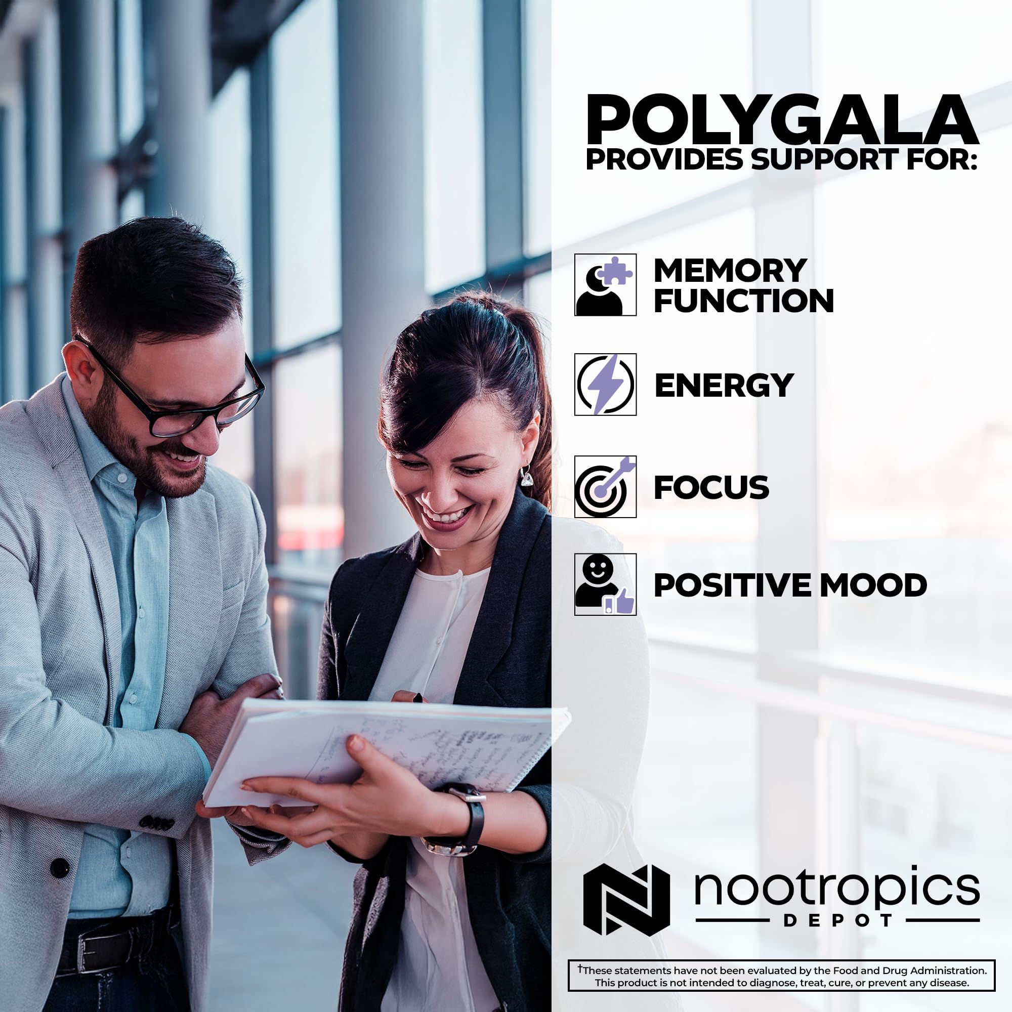Nootropics Depot producto en escritorio durante estudio enfatizando enfoque