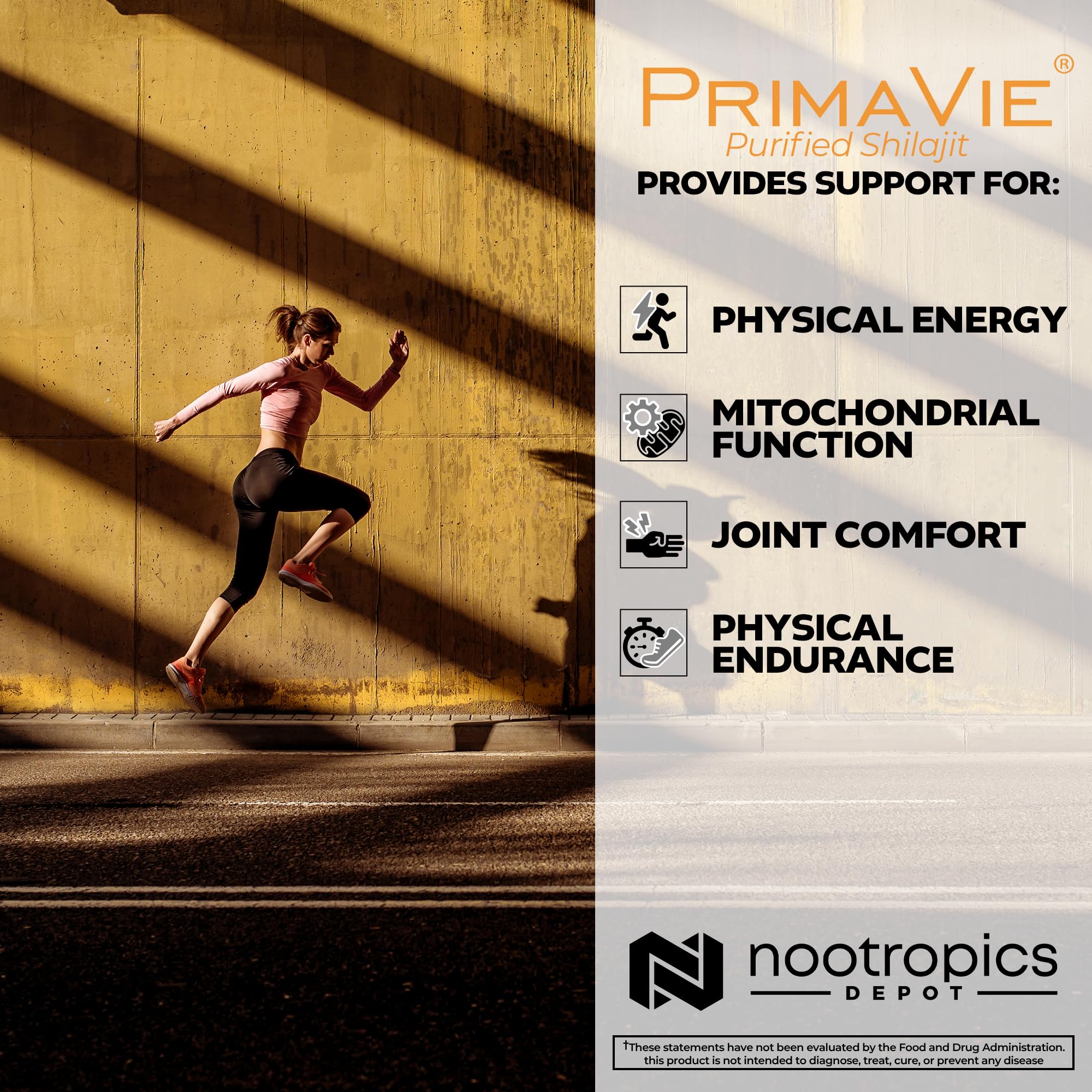 Nootropics Depot PrimaVie cápsulas en mano para apreciar tamaño y dosificación