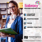 Nootropics Depot Sabroxy etiqueta con datos y porcentaje de oroxylin-A verificado