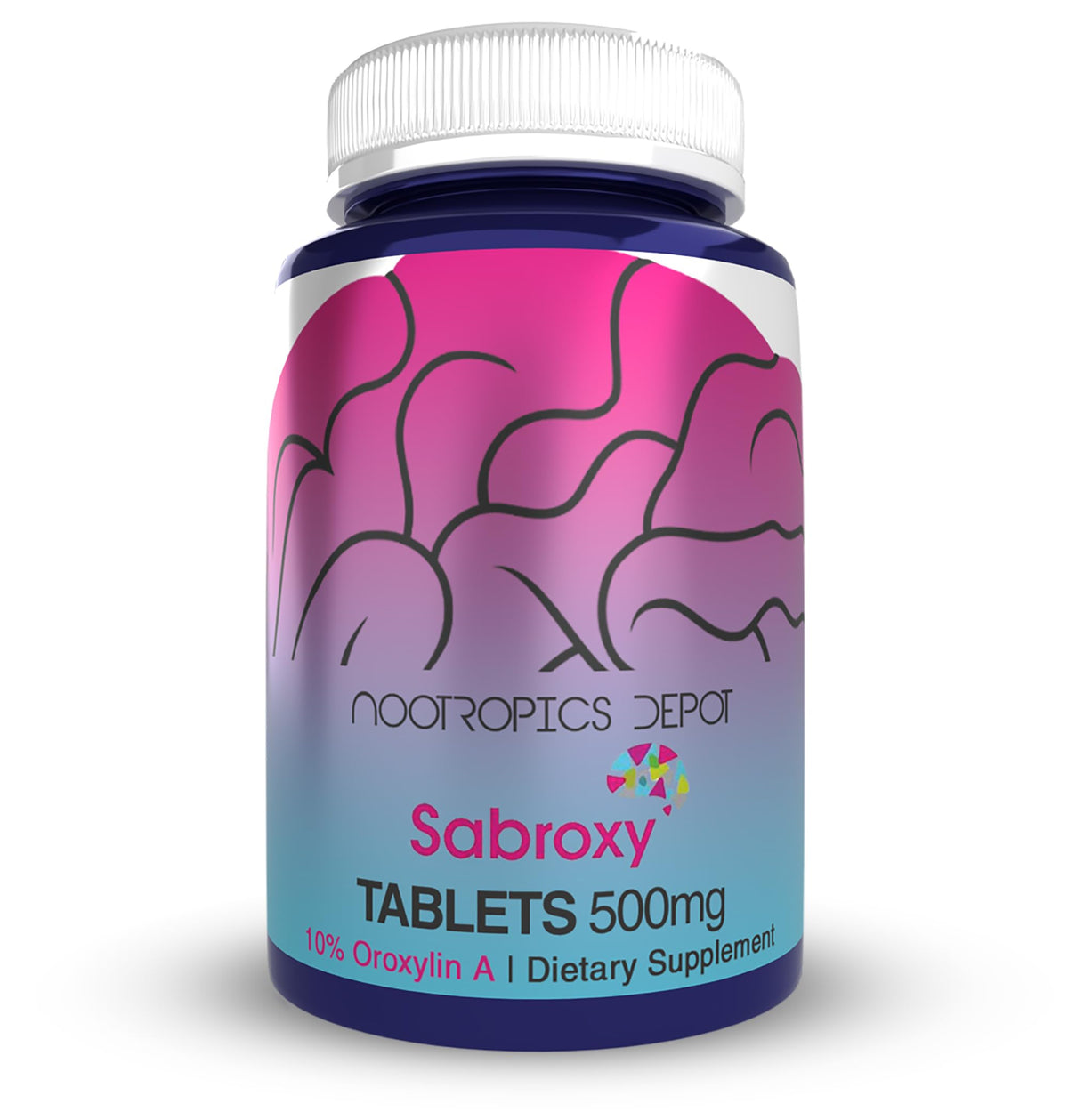 Nootropics Depot presentación frontal del envase que transmite confianza y dosificación clara
