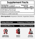 Nootropics Depot Tauromag etiqueta legible indicando 800 mg y datos clave