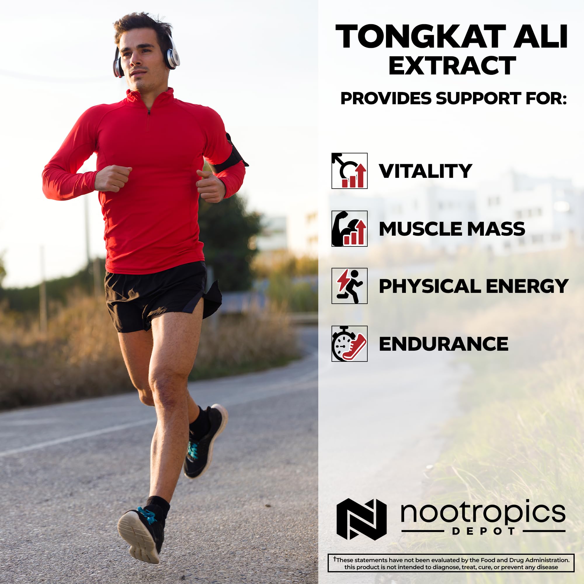 Nootropics Depot envase junto a una regla para comparar tamaño y cantidad