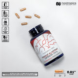 Nootropics Depot etiqueta con lista de ingredientes y estandarización a 2% eurycomanone