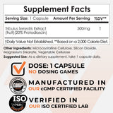Nootropics Depot primer plano de cápsula de Tribulus mostrando textura y facilidad de ingestión