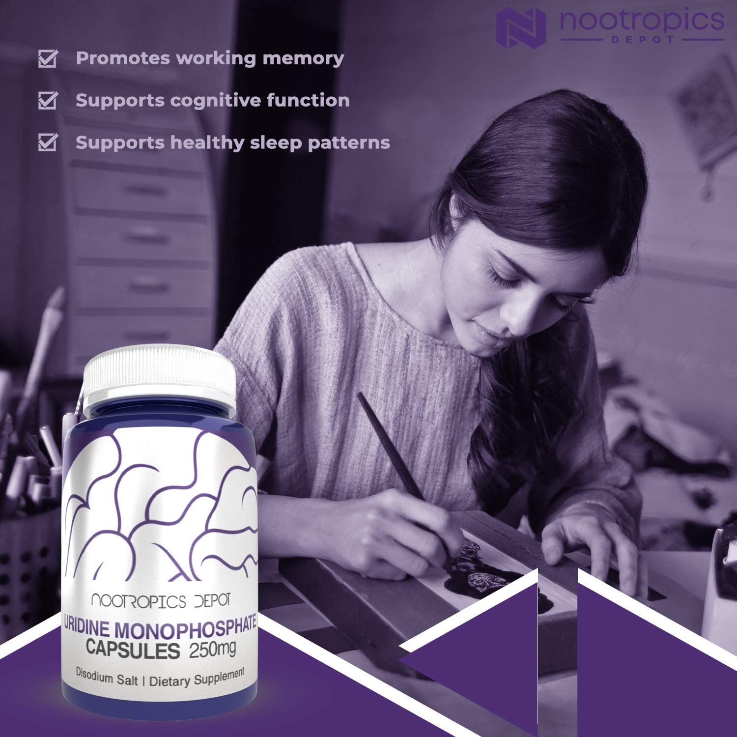 Nootropics Depot polvo disuelto en vaso mostrando fácil mezcla