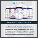 Nootropics Depot etiqueta con información de lote y prueba de control de calidad